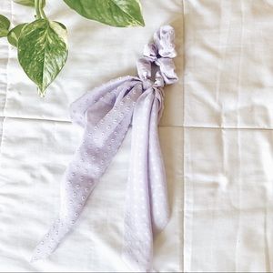 Lavender Dotted Hair Scarf Scrunchie
